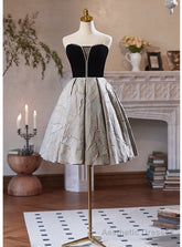 Black Velvet Strapless Homecoming Dress